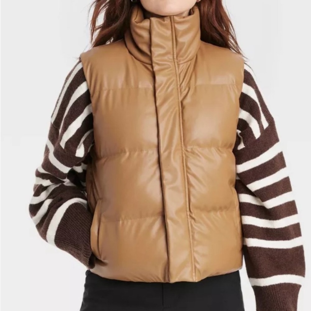 A New Day Faux Leather Puffer Vest NWT
Burlap Brown